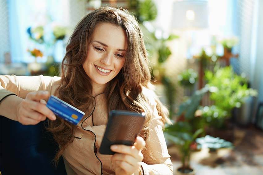 Woman Happy Card Phone